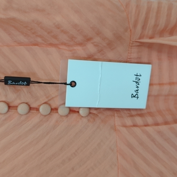 Bardot Melinda Stripe High Low Dress Orange Sz Medium Front Button High Low - Picture 11 of 13